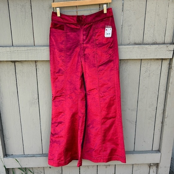 NWT Free People Walk With You Velvet Wide Leg Flare Trousers Sz 4 - Picture 5 of 11
